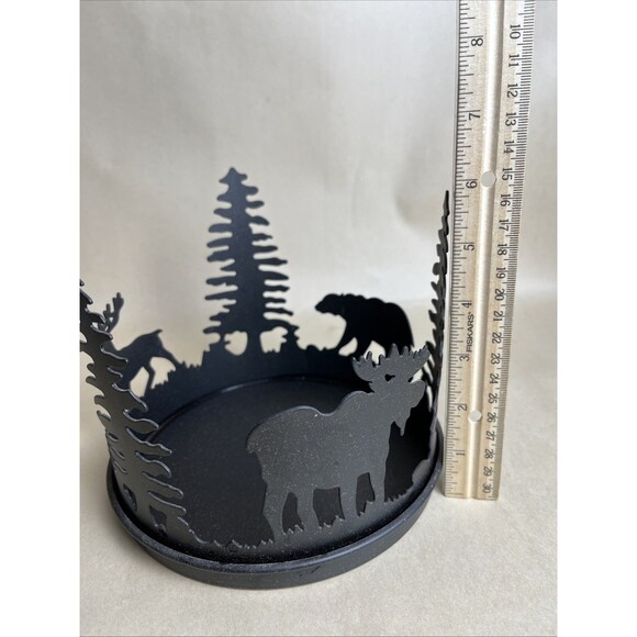 Party Lite Forest Friends 3-wick Candle Holder Plant Holder Black Metal 7” Round - Picture 6 of 6